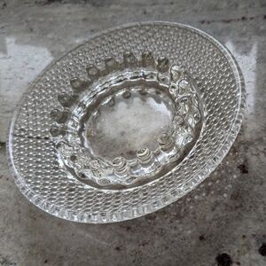 Anchor Hocking Vintage 6” Round Hobnail Ashtray Clear Diamond Point Jewelry Tray